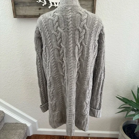 Lauren Ralph Lauren Cashmere blend Open-Front Cable Knit Cardigan Sweater L NWT